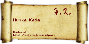 Hupka Kada névjegykártya